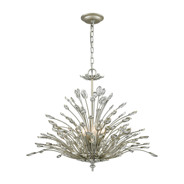 Elk Lighting Mullica 6-Light Chandelier in Aged Silver with Crystal 33184/6